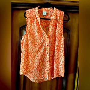 Orange and white Cabi blouse